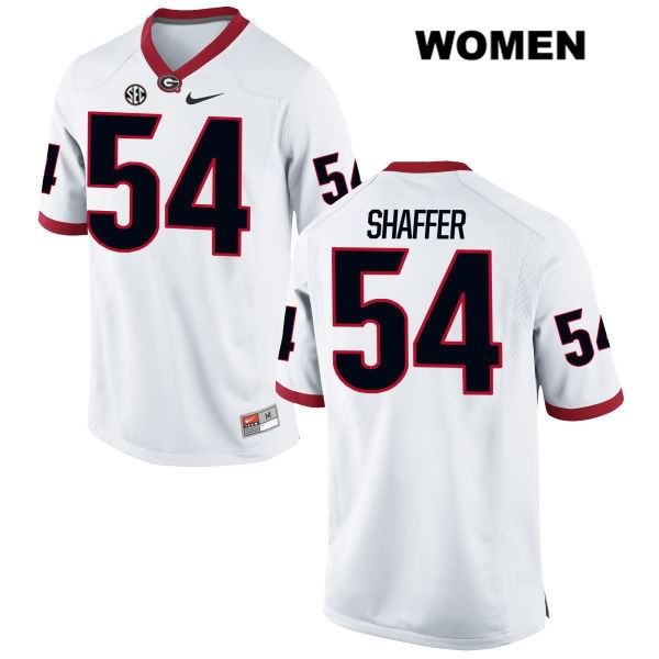 Georgia Bulldogs Women's Justin Shaffer #54 NCAA Authentic White Nike Stitched College Football Jersey JVE0656LQ